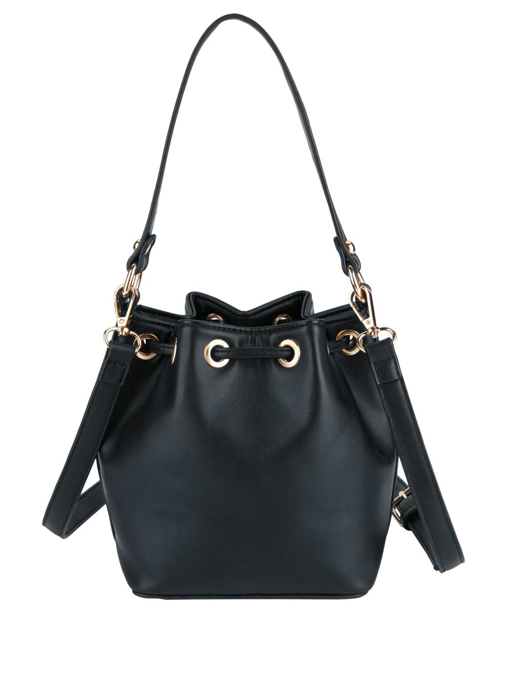 Heine Damen Lederimitat-Beuteltasche, schwarz