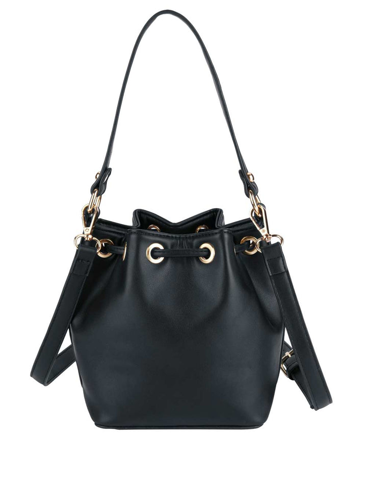 Heine Damen Lederimitat-Beuteltasche, schwarz