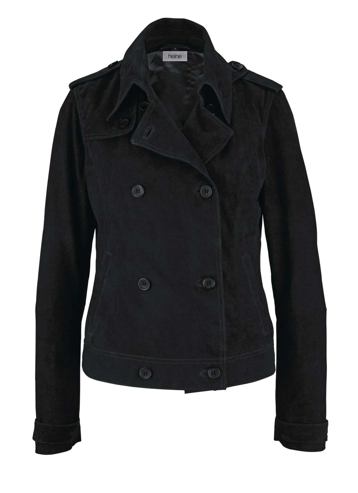 Heine Damen Ziegenveloursleder-Jacke, schwarz