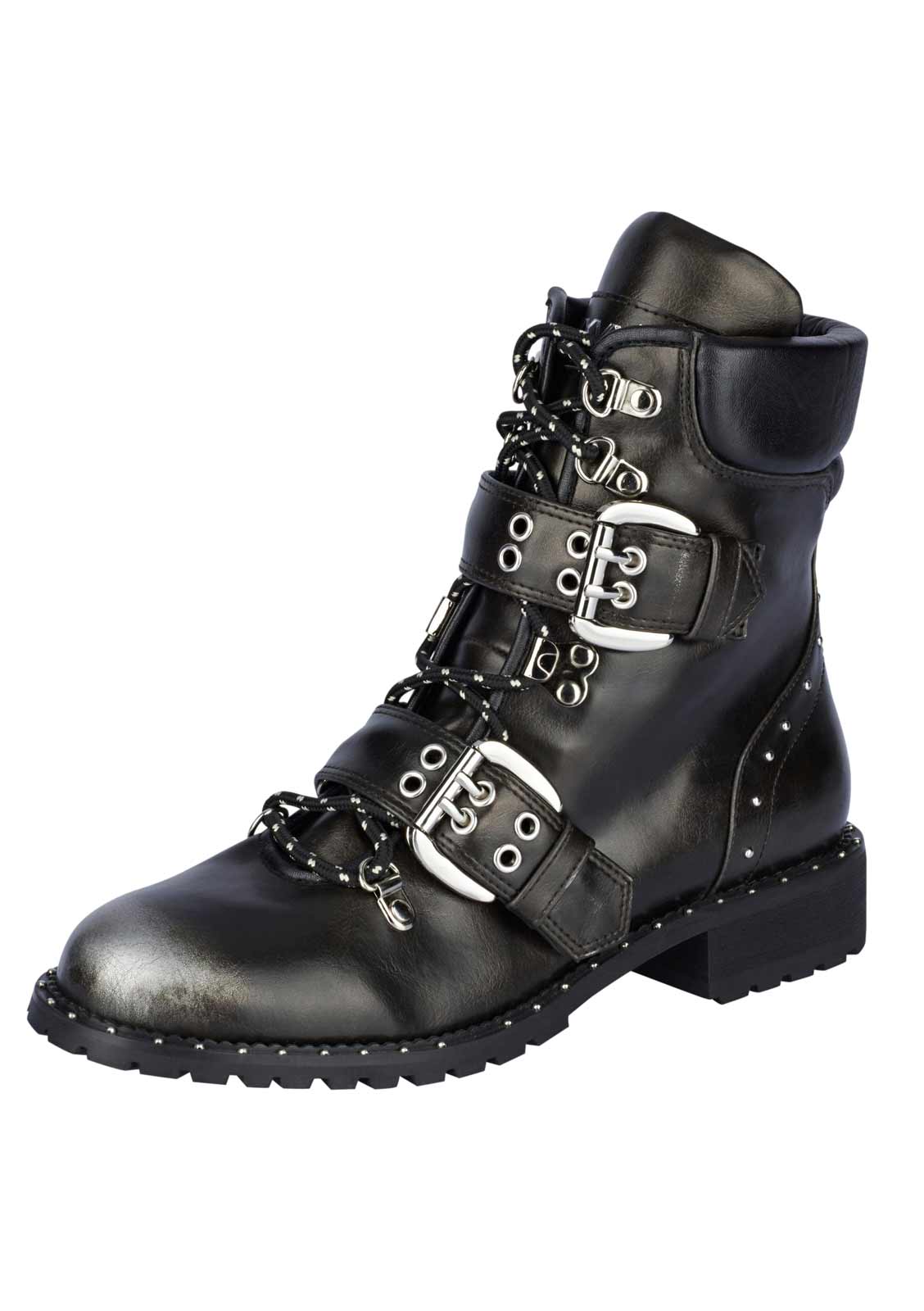 Xyxyx Damen Marken-Stiefelette, schwarz