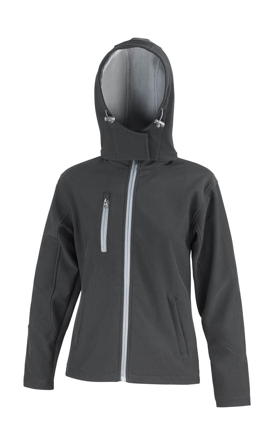 Result Damen Softshell Jacke Winddicht Kapuzenjacke Brusttasche Sport