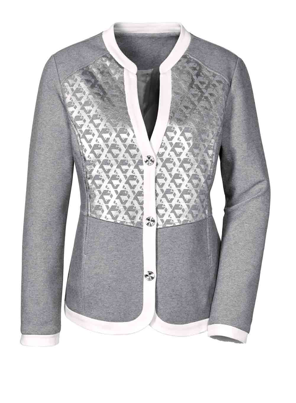 CRéATION L PREMIUM Damen Jersey-Blazer, grau-silberfarben