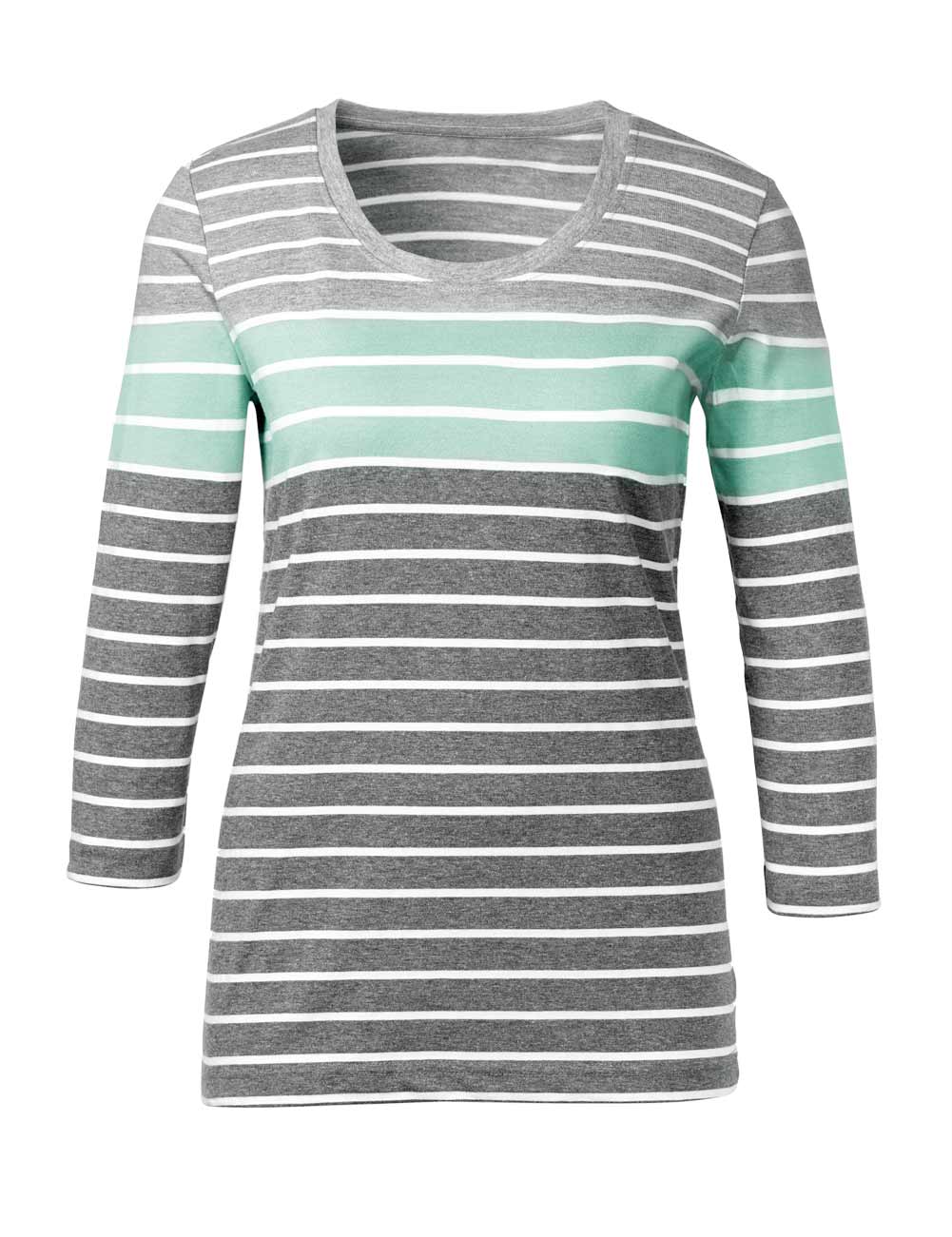 CRéATION L PREMIUM Damen Streifenshirt, grau-mint