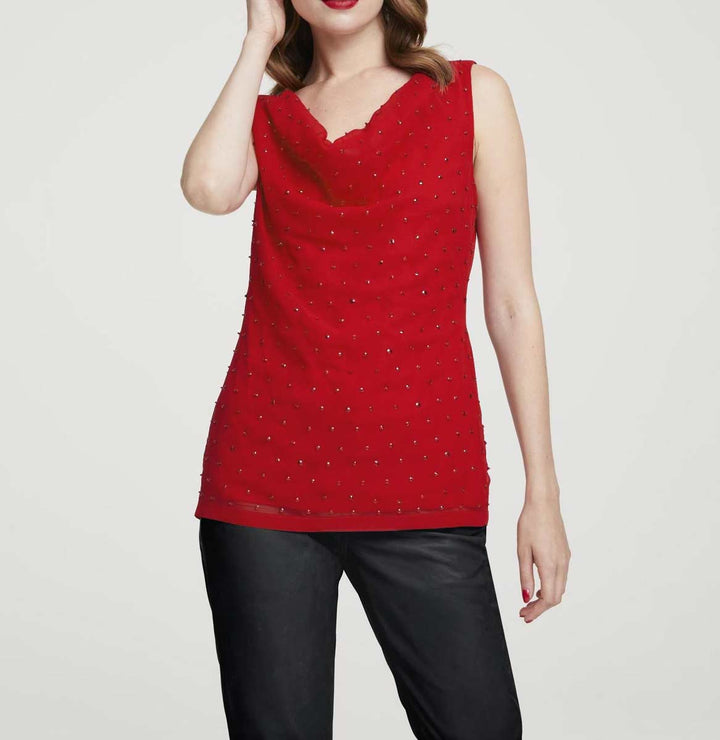 HEINE Damen Blusentop mit Pailletten, rot
