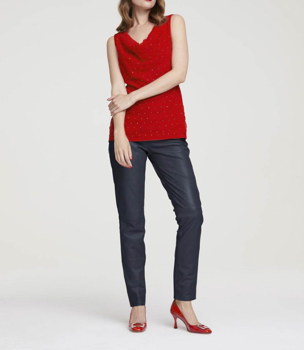 HEINE Damen Blusentop mit Pailletten, rot