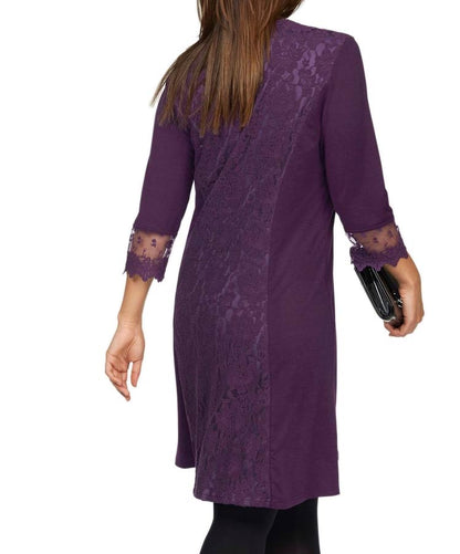 Zhenzi Damen Kleid mit Spitze, berry