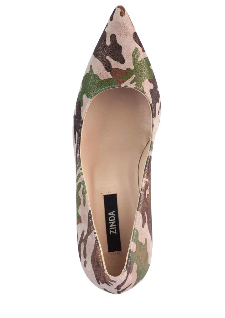 Zinda Damen Marken-Leder-Pumps, bunt-metallic