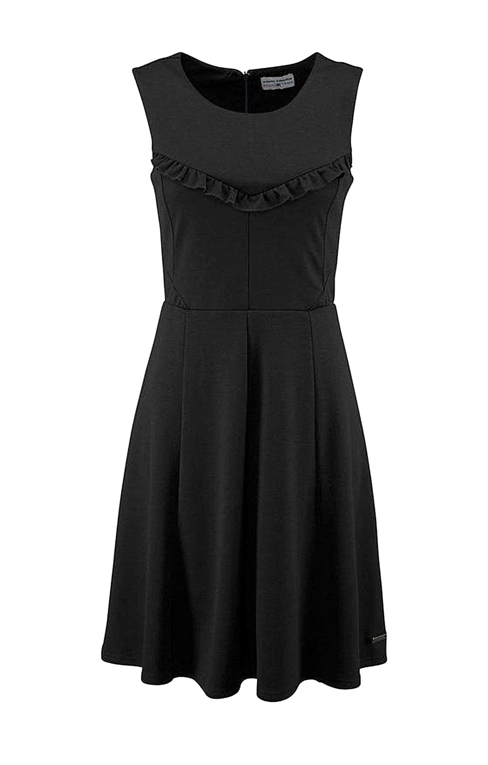Tom Tailor Damen Marken-Kleid mit Rüschen, schwarz
