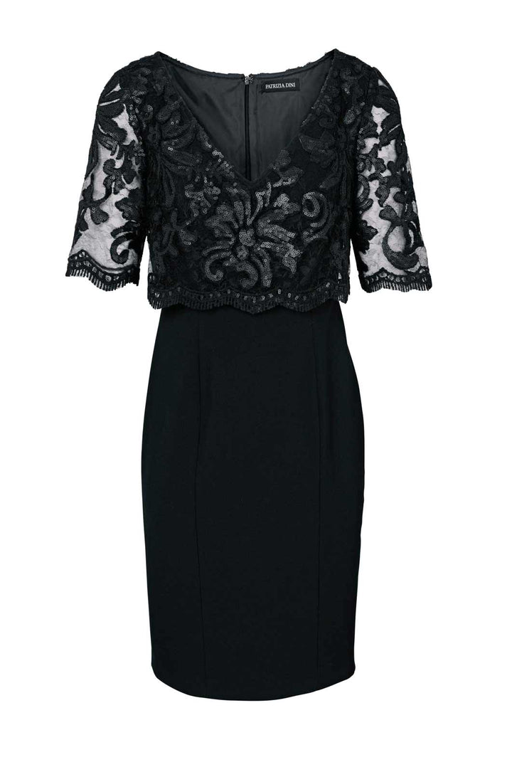 Heine Damen Etuikleid mit Spitze, schwarz