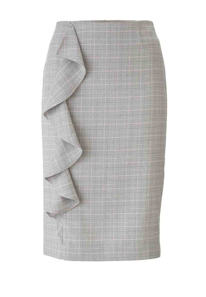 HEINE Damen Bodyforming-Rock mit Volant, grau-rosé