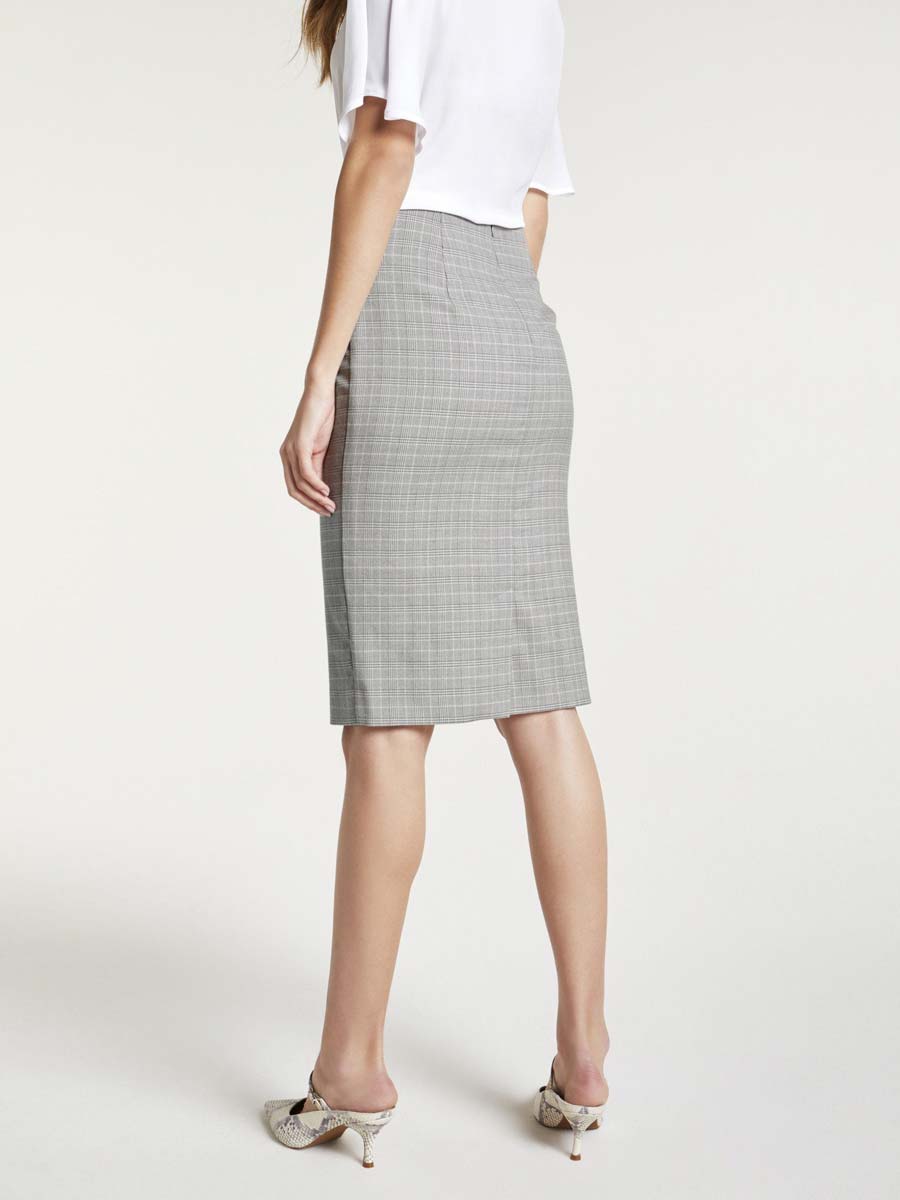 HEINE Damen Bodyforming-Rock mit Volant, grau-rosé