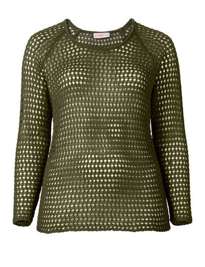 Sheego Damen Pullover, dunkeloliv