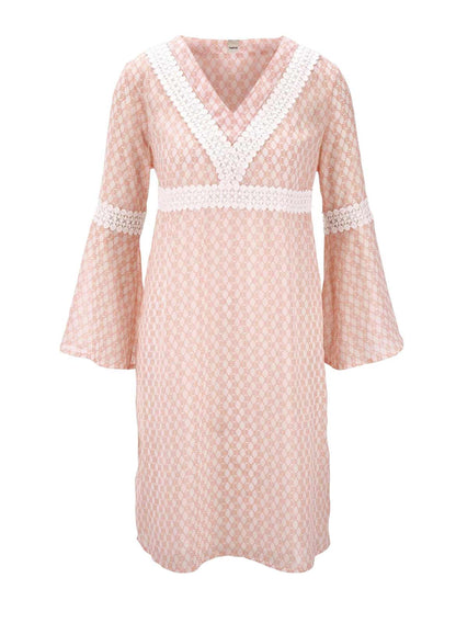 Heine Damen Chiffonkleid mit Spitze, pfirsich-offwhite