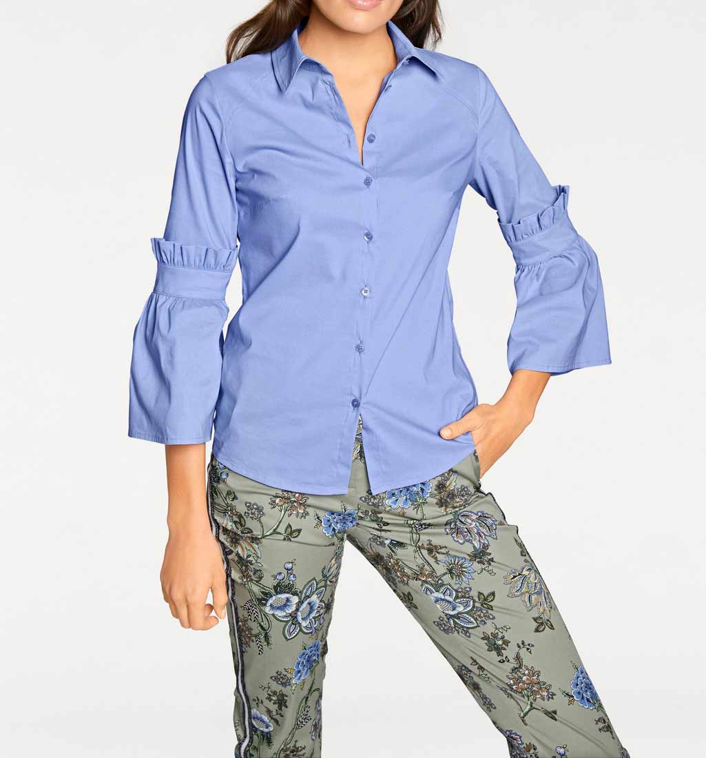 Ashley Brooke Damen Designer-Bluse, blau