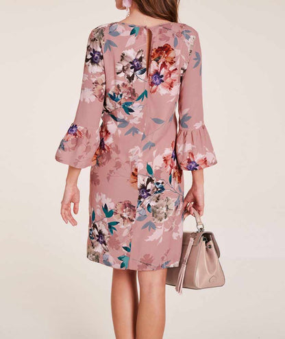 HEINE Damen Druckkleid, rosé-bunt