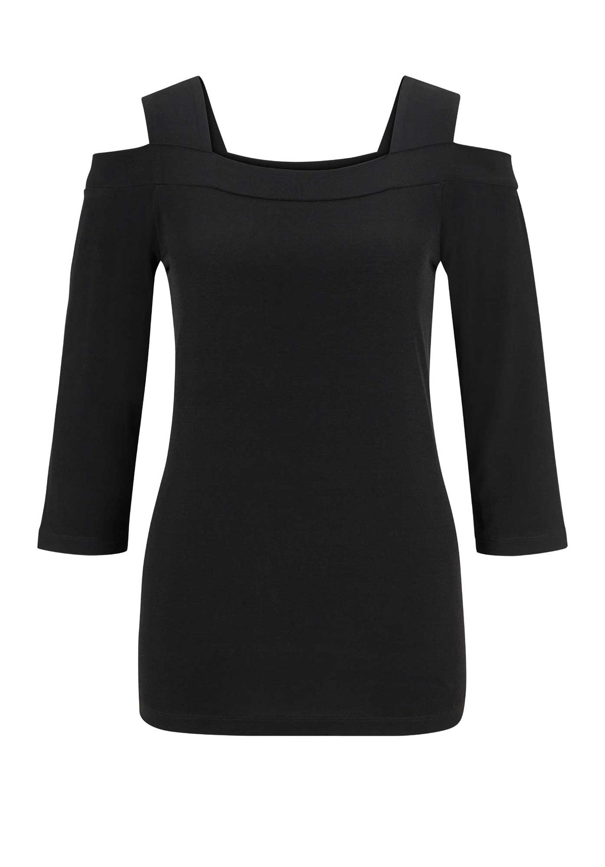 ALESSA W. COLLECTION Damen Jerseyshirt mit Cut-Outs, schwarz