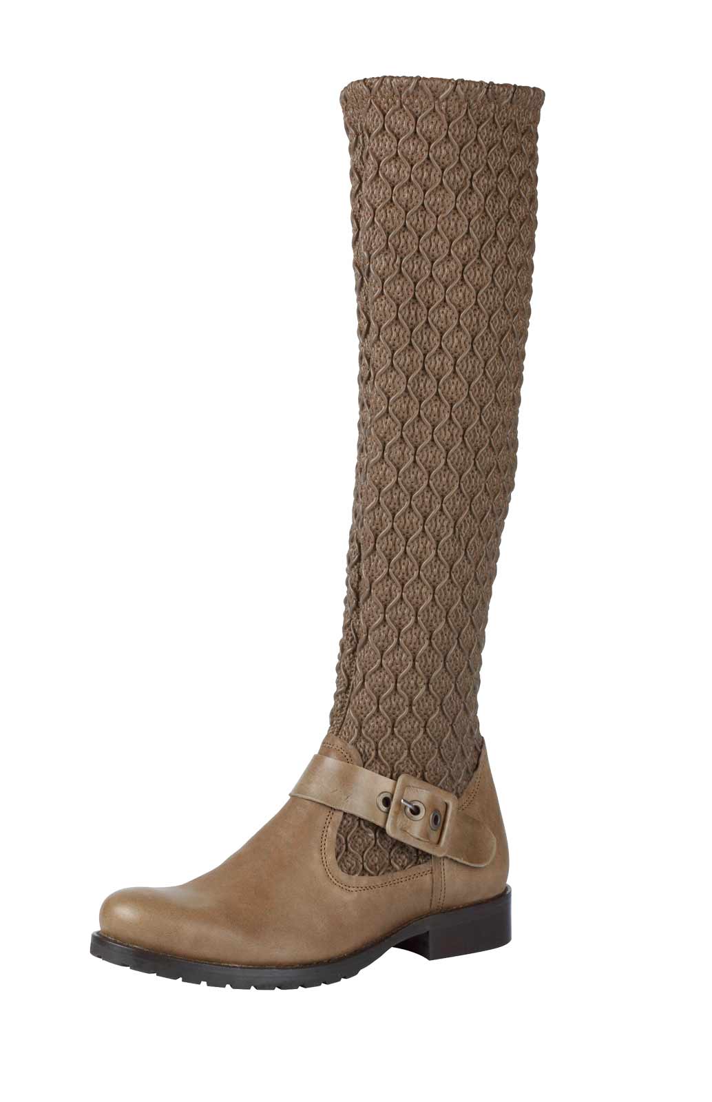 Bunker Damen Marken-Leder-Stiefel, taupe