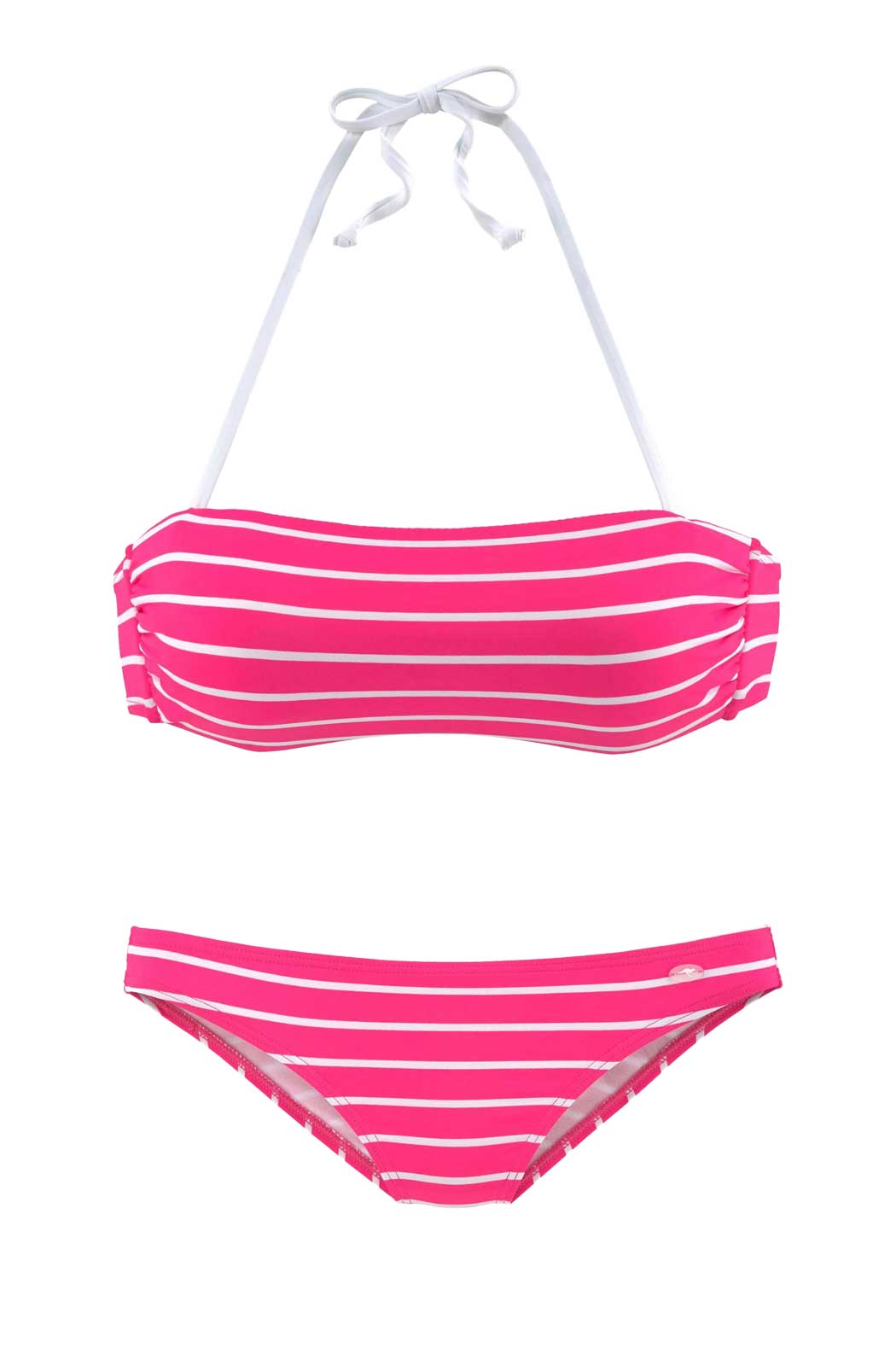 Kangaroos Damen Marken-Bandeau-Bikini, pink-weiß, C/D-Cup