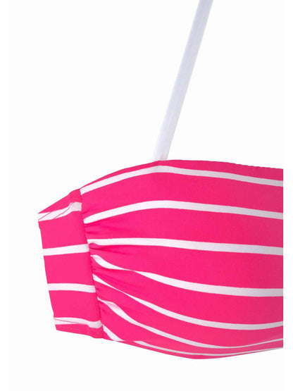 Kangaroos Damen Marken-Bandeau-Bikini, pink-weiß, C/D-Cup