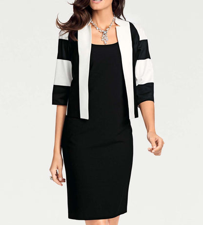 Patrizia Dini Damen Designer-Kurzjacke, schwarz-offwhite