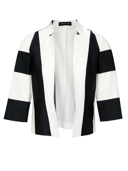 Patrizia Dini Damen Designer-Kurzjacke, schwarz-offwhite