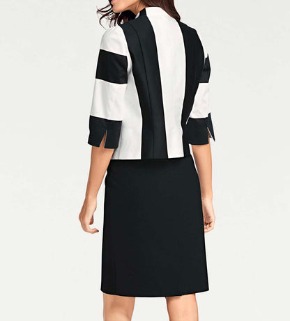 Patrizia Dini Damen Designer-Kurzjacke, schwarz-offwhite
