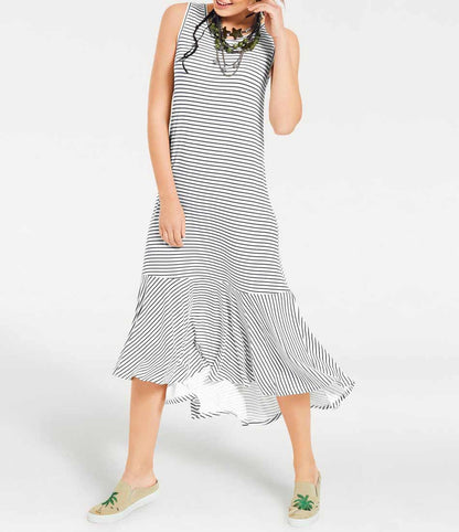 Heine - Best Connections Damen Jerseykleid, marine-weiß