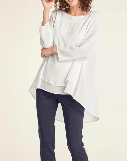 Patrizia Dini Damen Designer-Chiffonbluse, offwhite