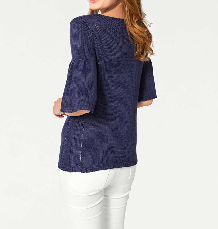Heine - Best Connections Damen Volantpullover, marine