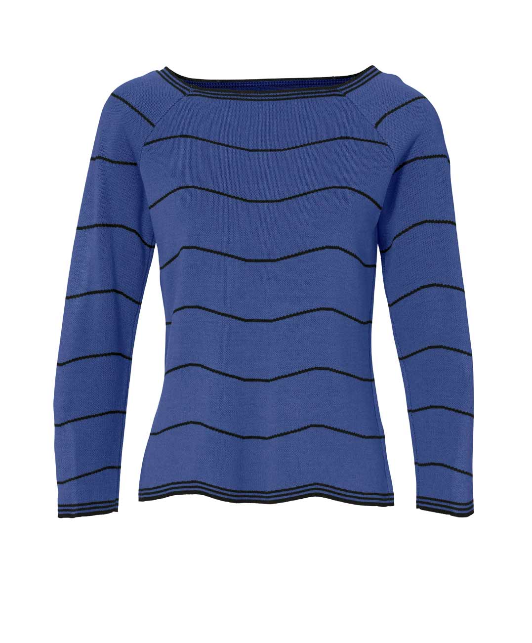 HEINE Damen Pullover, royalblau-schwarz