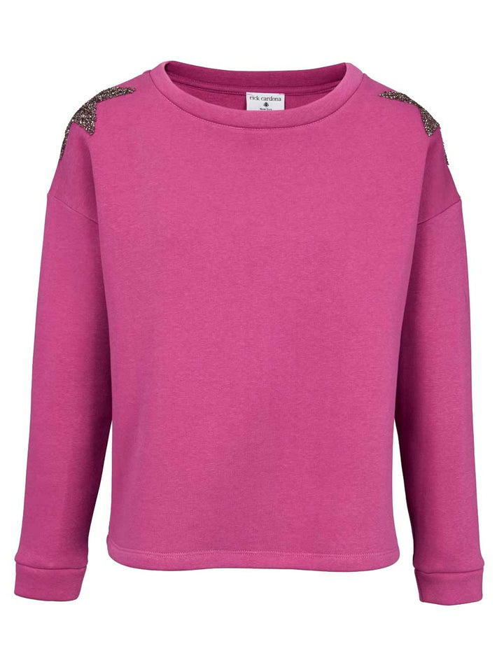 Heine Damen Sweatshirt mit Strasssteinen, pink