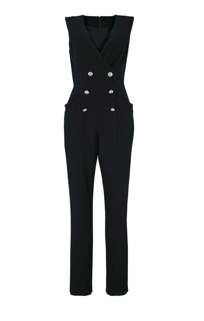 Ashley Brooke Damen Designer-Overall mit Zierknöpfen, schwarz