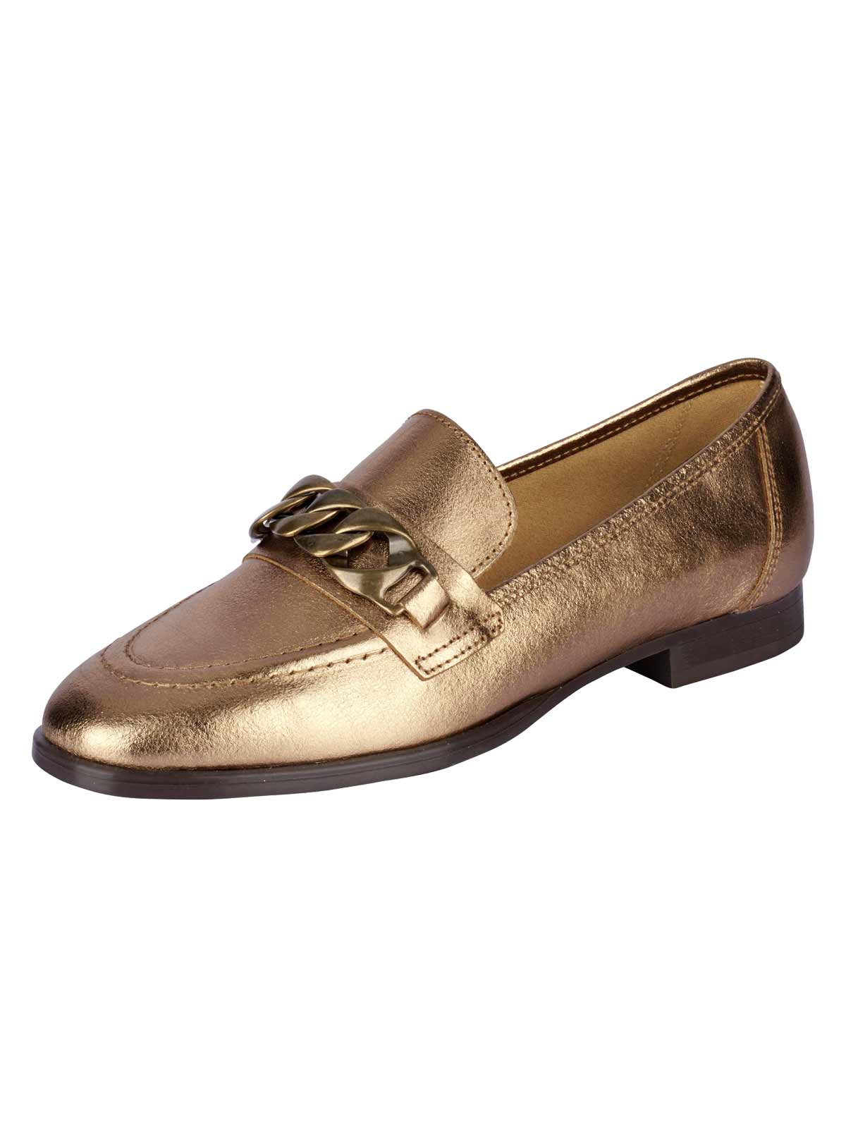 Heine Damen Leder-Slipper, goldfarben