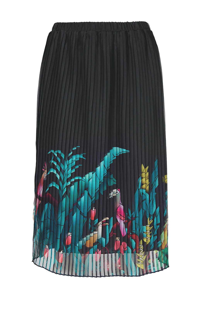Ashley Brooke Damen Designer-Plisseerock, schwarz-bunt