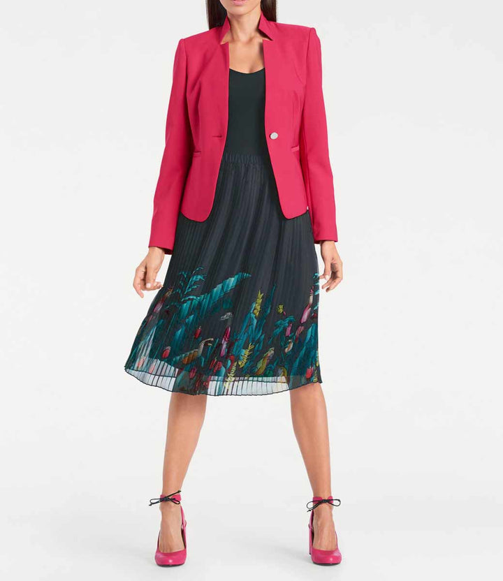 Ashley Brooke Damen Designer-Plisseerock, schwarz-bunt