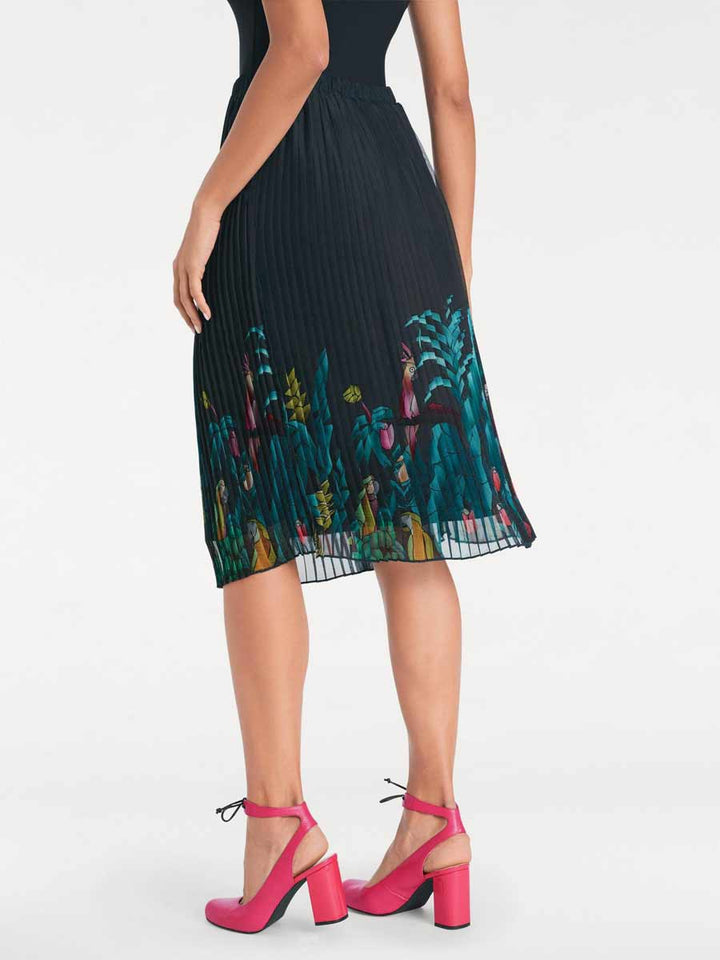 Ashley Brooke Damen Designer-Plisseerock, schwarz-bunt