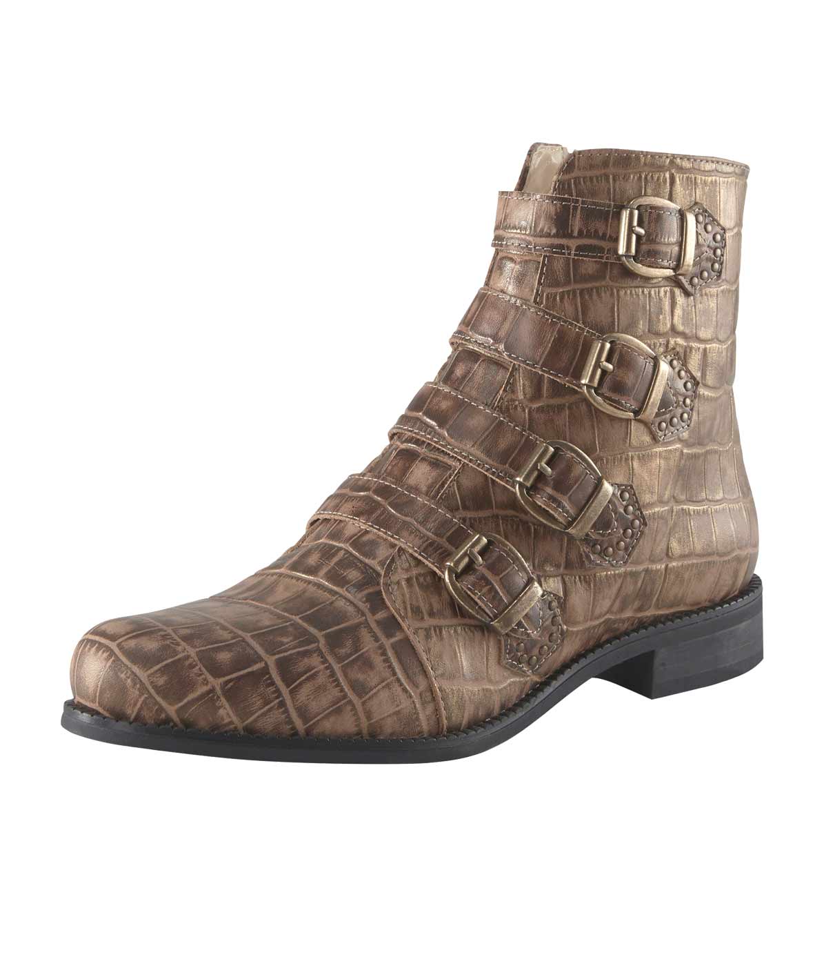HEINE Damen Lederstiefelette, taupe