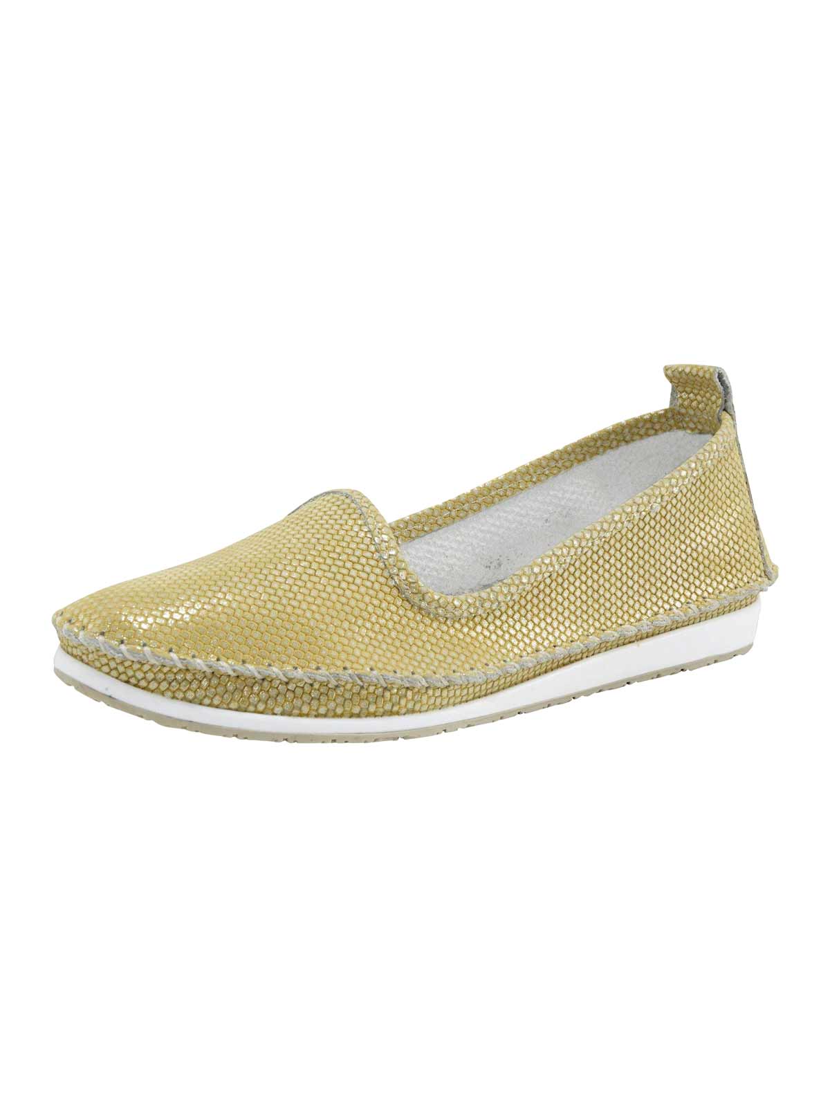 HEINE Damen Lederslipper, gelb-metallic