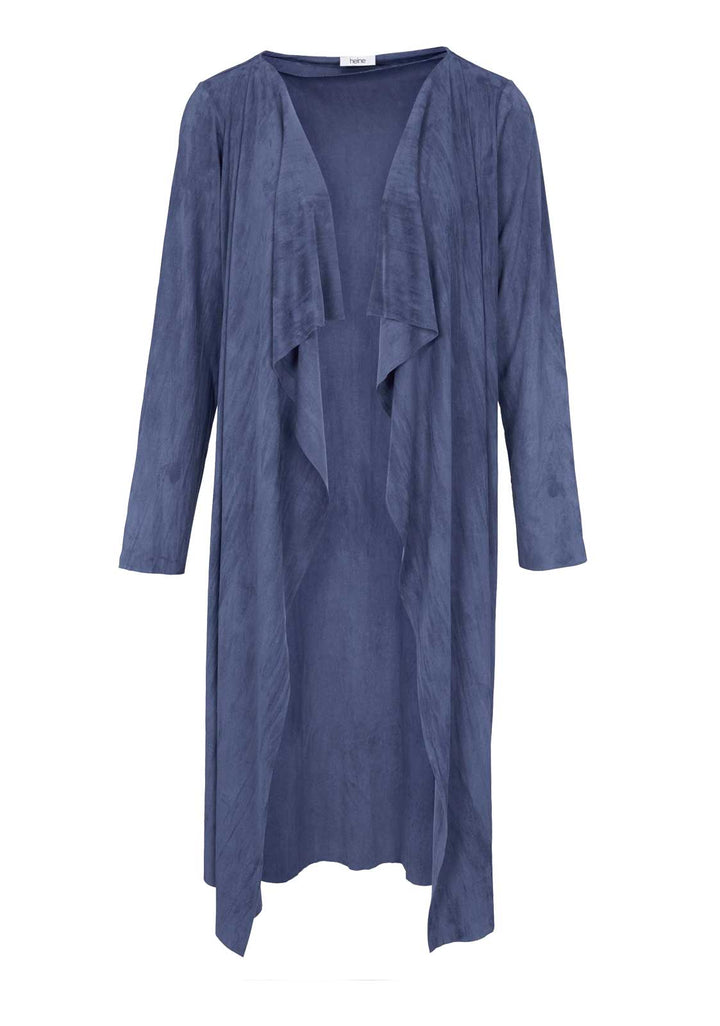 Heine Damen Velourslederimitat-Longblazer, blau