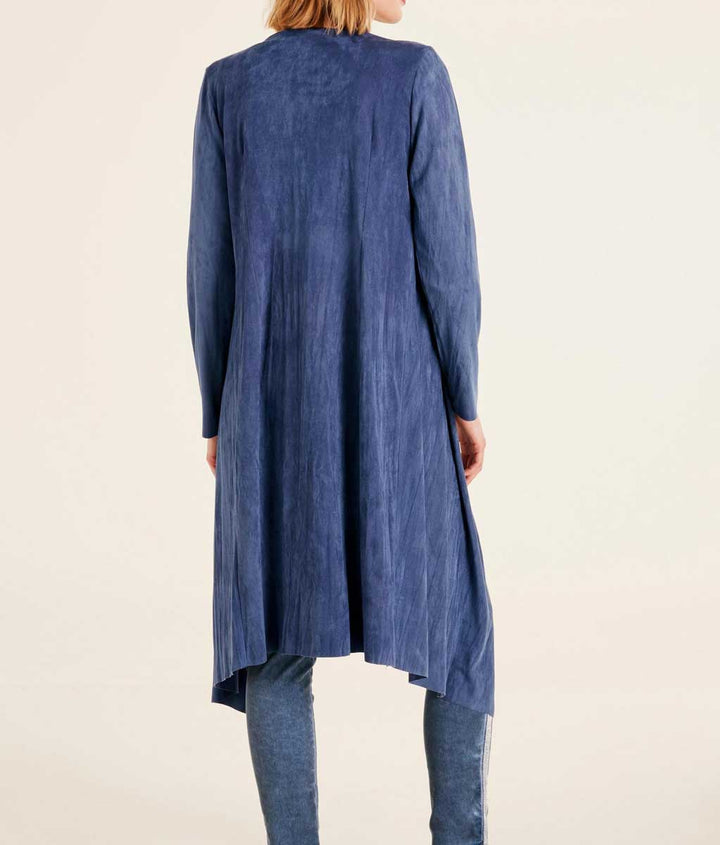 Heine Damen Velourslederimitat-Longblazer, blau