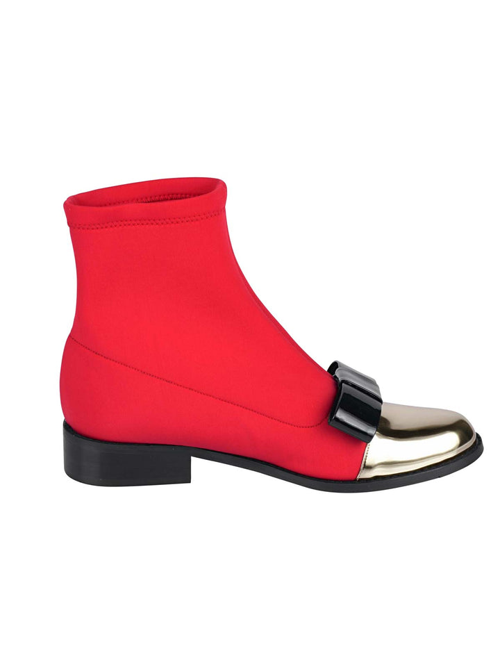 Heine Damen Stretch-Stiefelette, rot-goldfarben