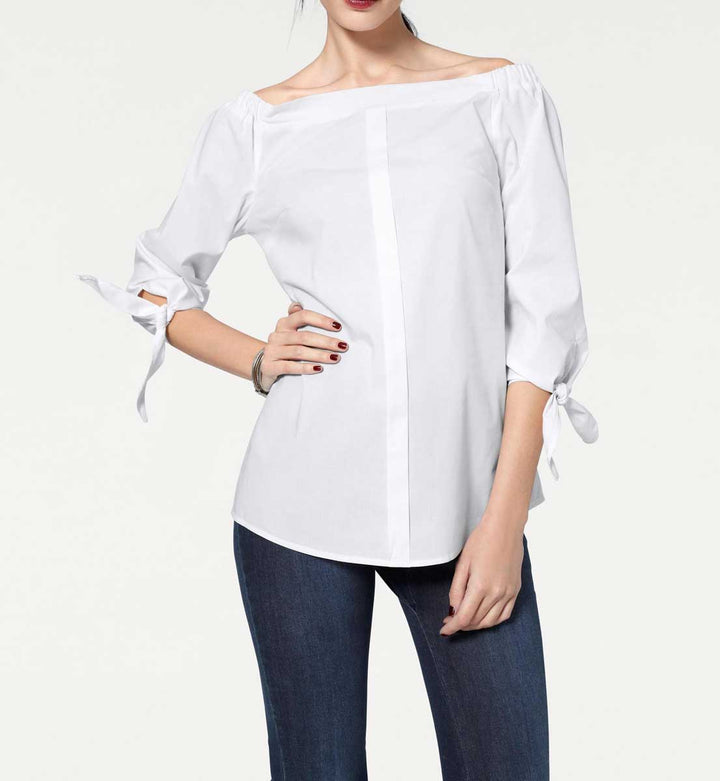 Heine - Best Connections Damen Carmenbluse, weiß