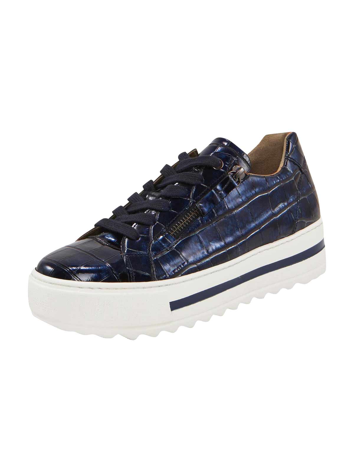 GABOR Damen Marken-Lackleder-Sneaker, blau