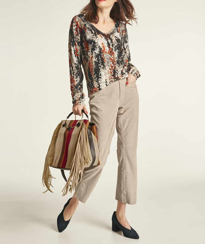 Heine Damen Druckpullover mit Pailletten, bunt