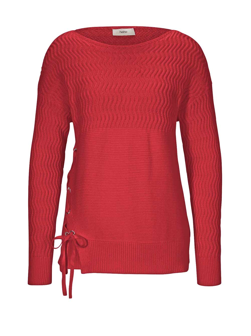 HEINE Damen Pullover mit Zierschnürung, rot