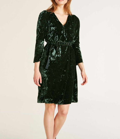 Heine Damen Samtkleid, oliv