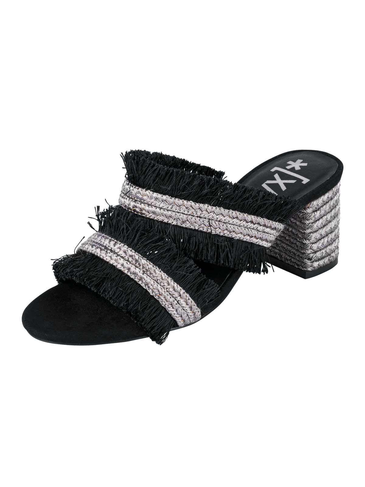 Xyxyx Damen Marken-Pantolette, schwarz-silberfarben