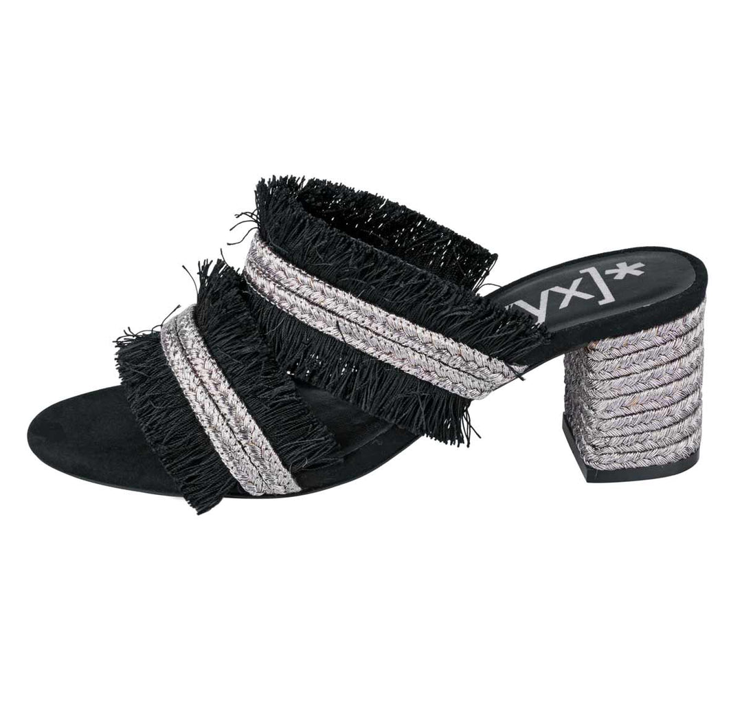 Xyxyx Damen Marken-Pantolette, schwarz-silberfarben