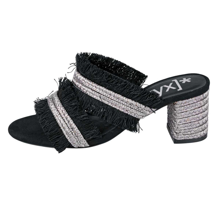 Xyxyx Damen Marken-Pantolette, schwarz-silberfarben