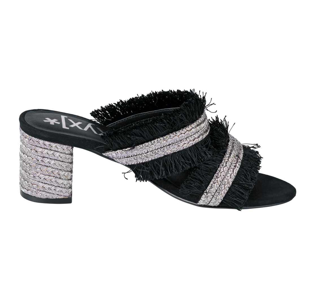 Xyxyx Damen Marken-Pantolette, schwarz-silberfarben